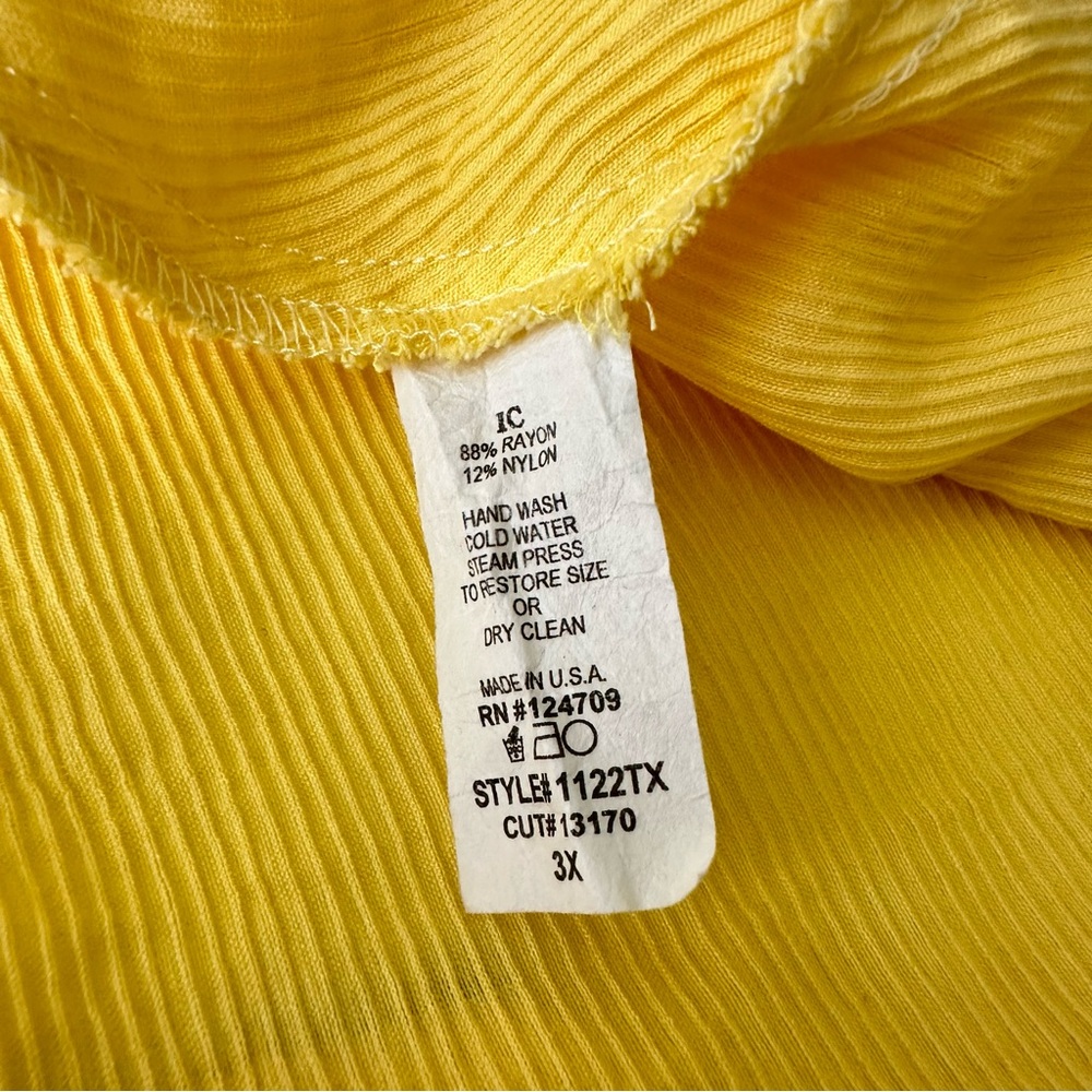IC By Connie K Yellow Lagenlook Art To Wear Top Blouse Pearl Zip Women's 3X - Picture 5 of 5